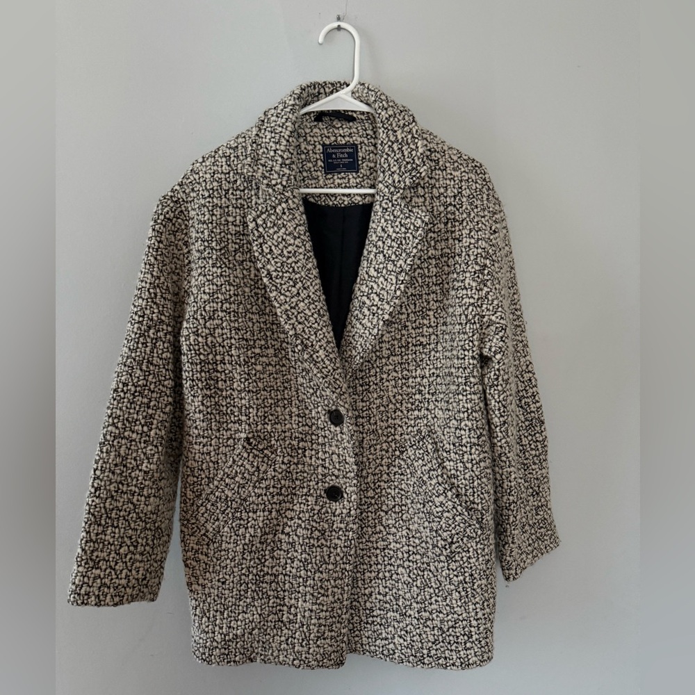 Abercrombie & Fitch Wool Houndstooth Dad Coat